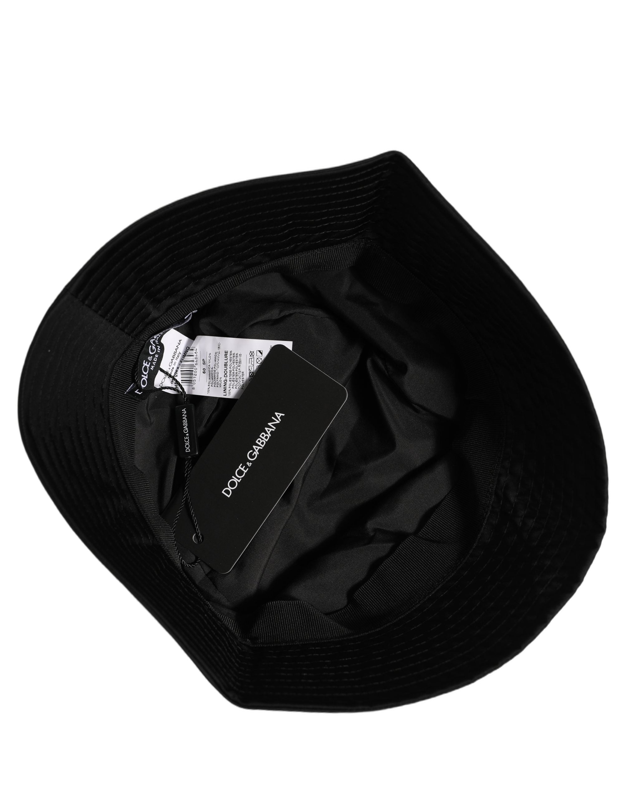 Dolce & Gabbana Herren Schwarzer Nylon Fischerhut mit breiter Krempe