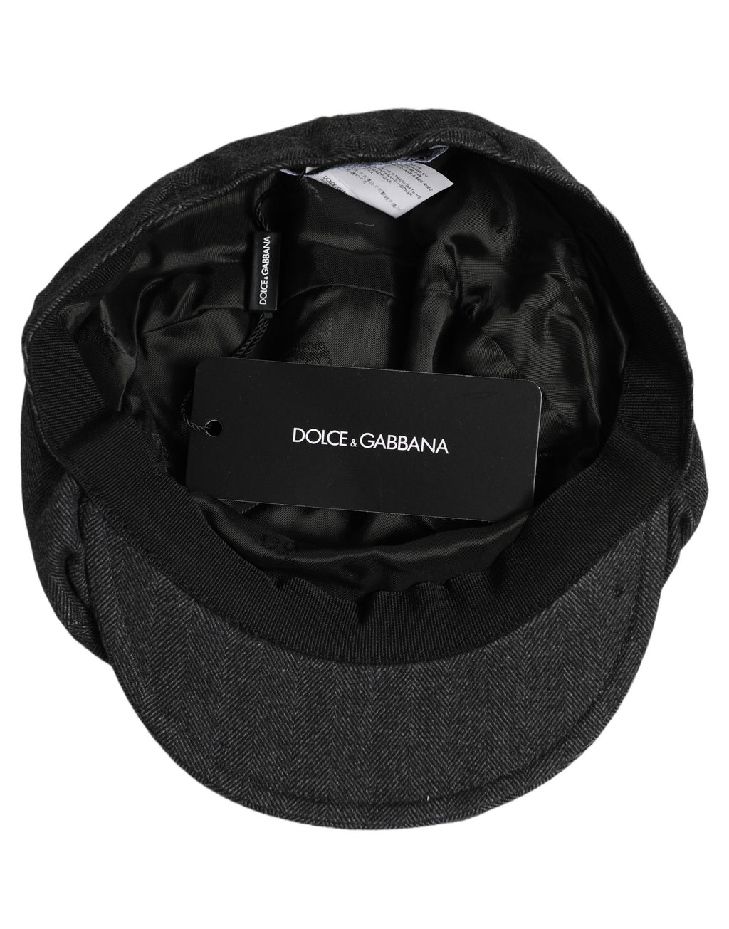 Dolce & Gabbana Herren Schwarze Baumwoll Flat Cap Schirmmütze