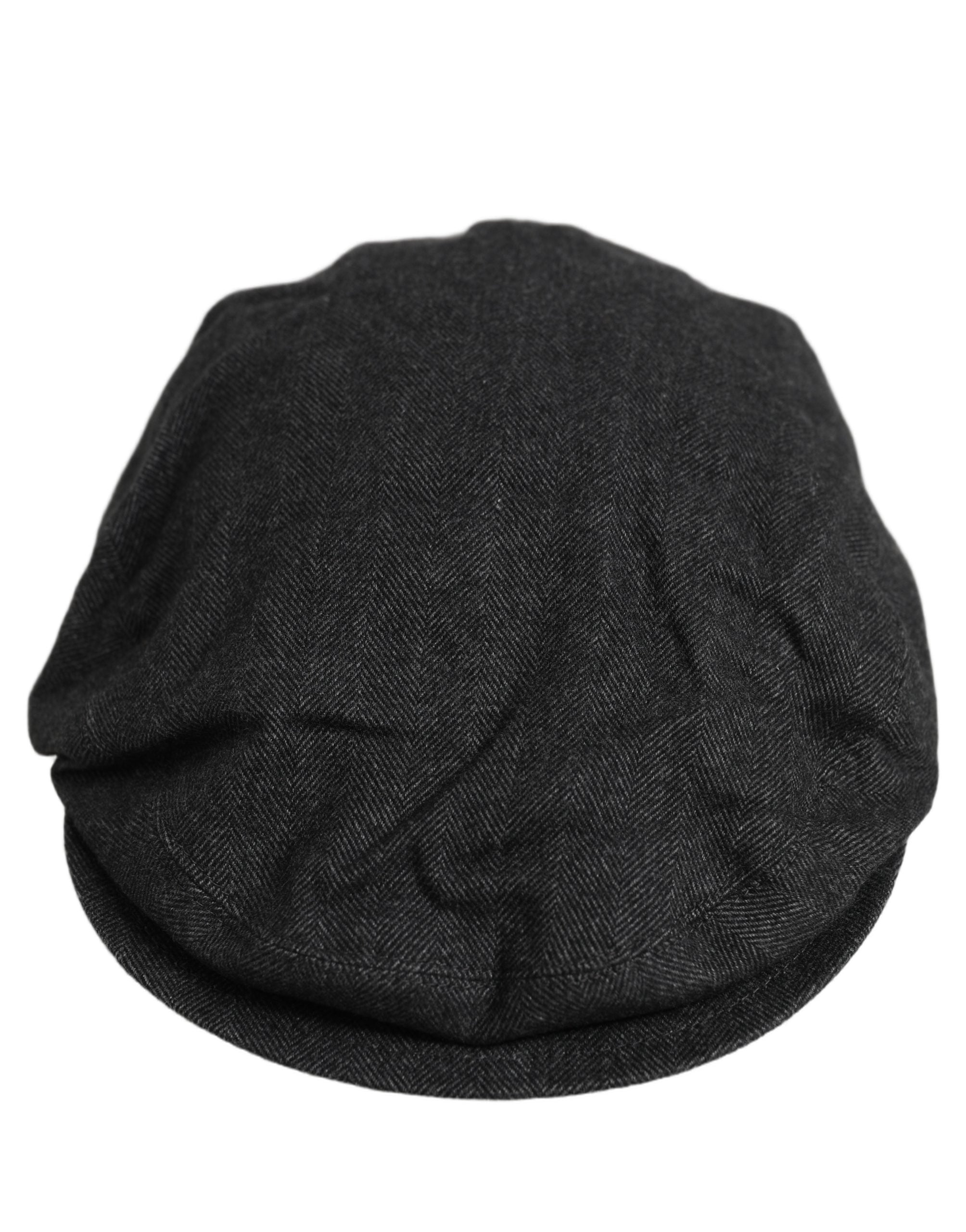 Dolce & Gabbana Herren Schwarze Baumwoll Flat Cap Schirmmütze