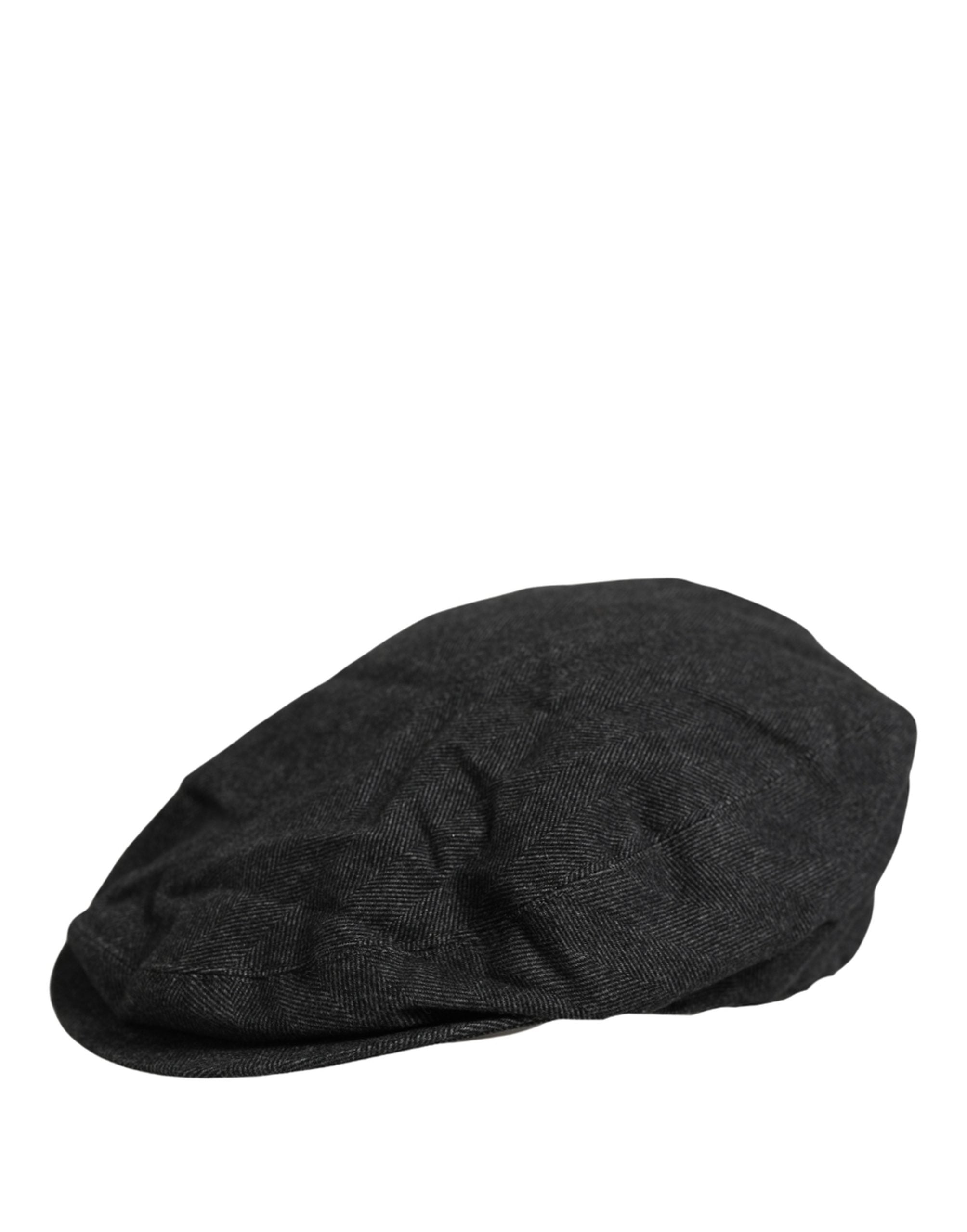 Dolce & Gabbana Herren Schwarze Baumwoll Flat Cap Schirmmütze