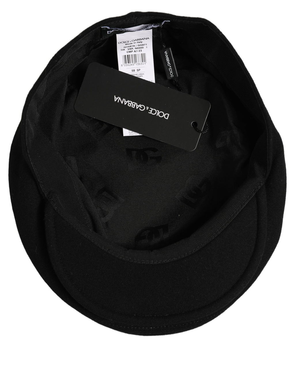 Dolce & Gabbana Herrenschiebermütze aus schwarzem Wollgemisch