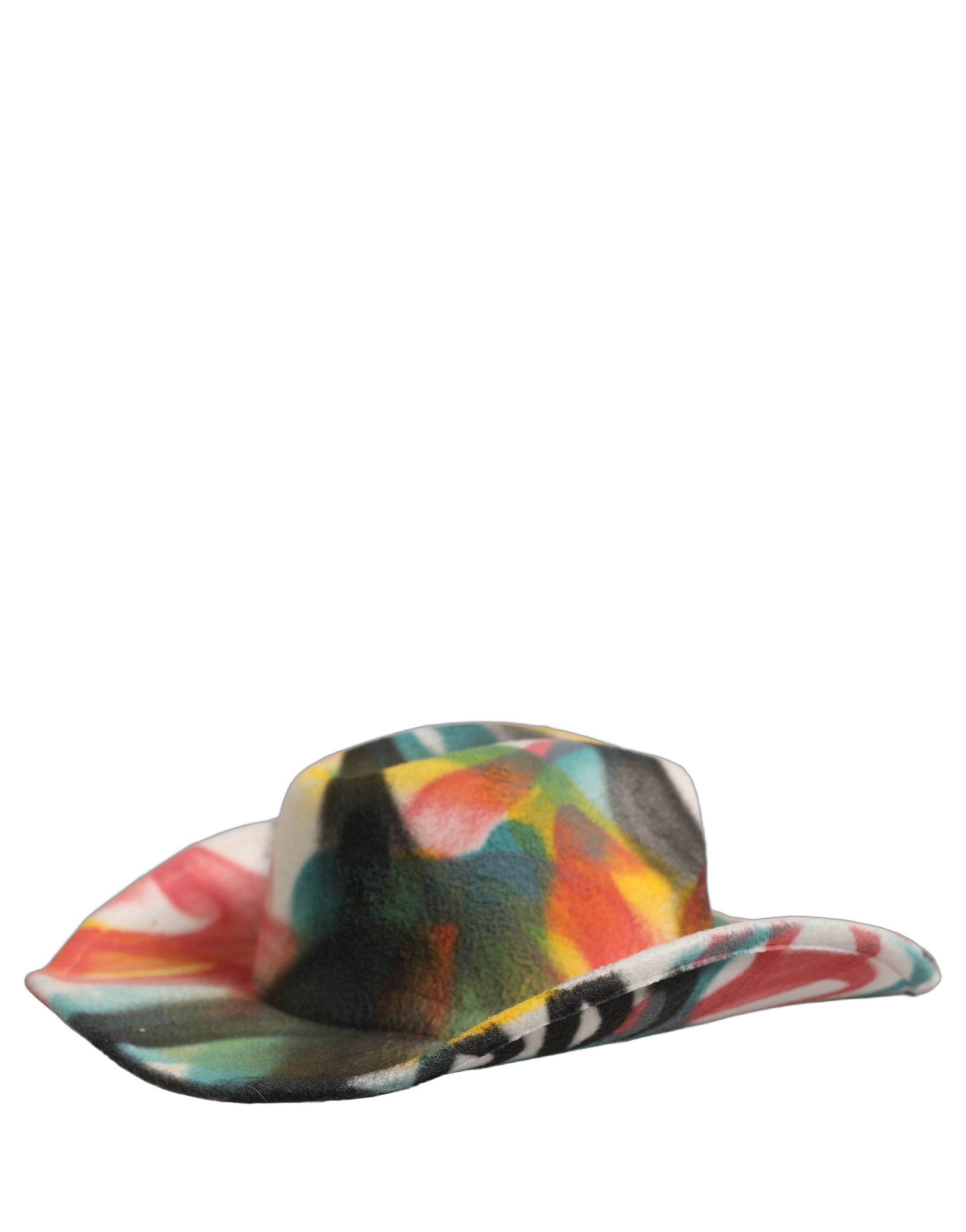 Dolce & Gabbana Herren Weißer Fedora-Hut mit breiter Krempe und Graffiti-Print