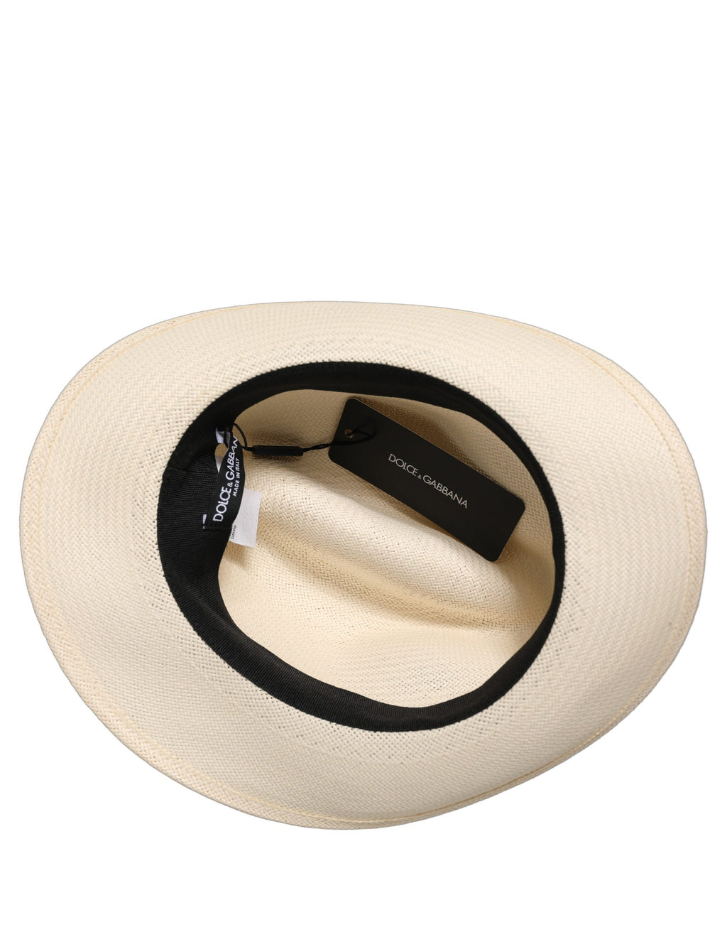 Dolce & Gabbana Herren Weißer Papierstroh Fedora Panama Hut