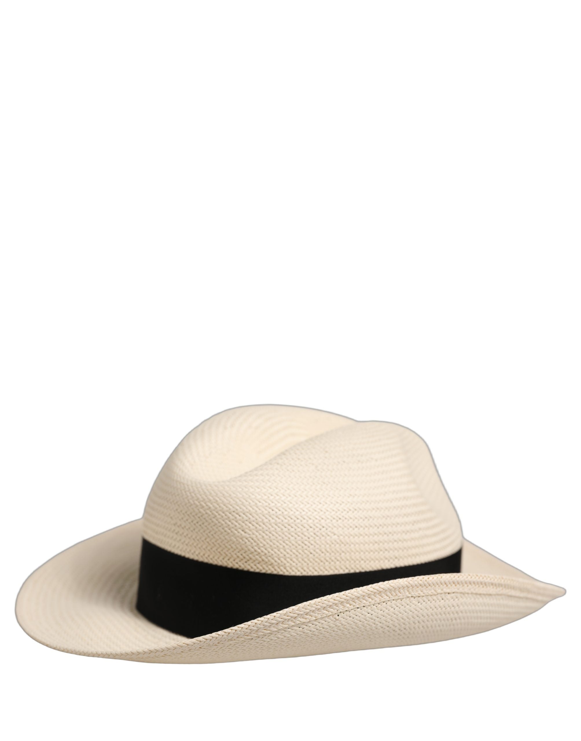 Dolce & Gabbana Herren Weißer Papierstroh Fedora Panama Hut