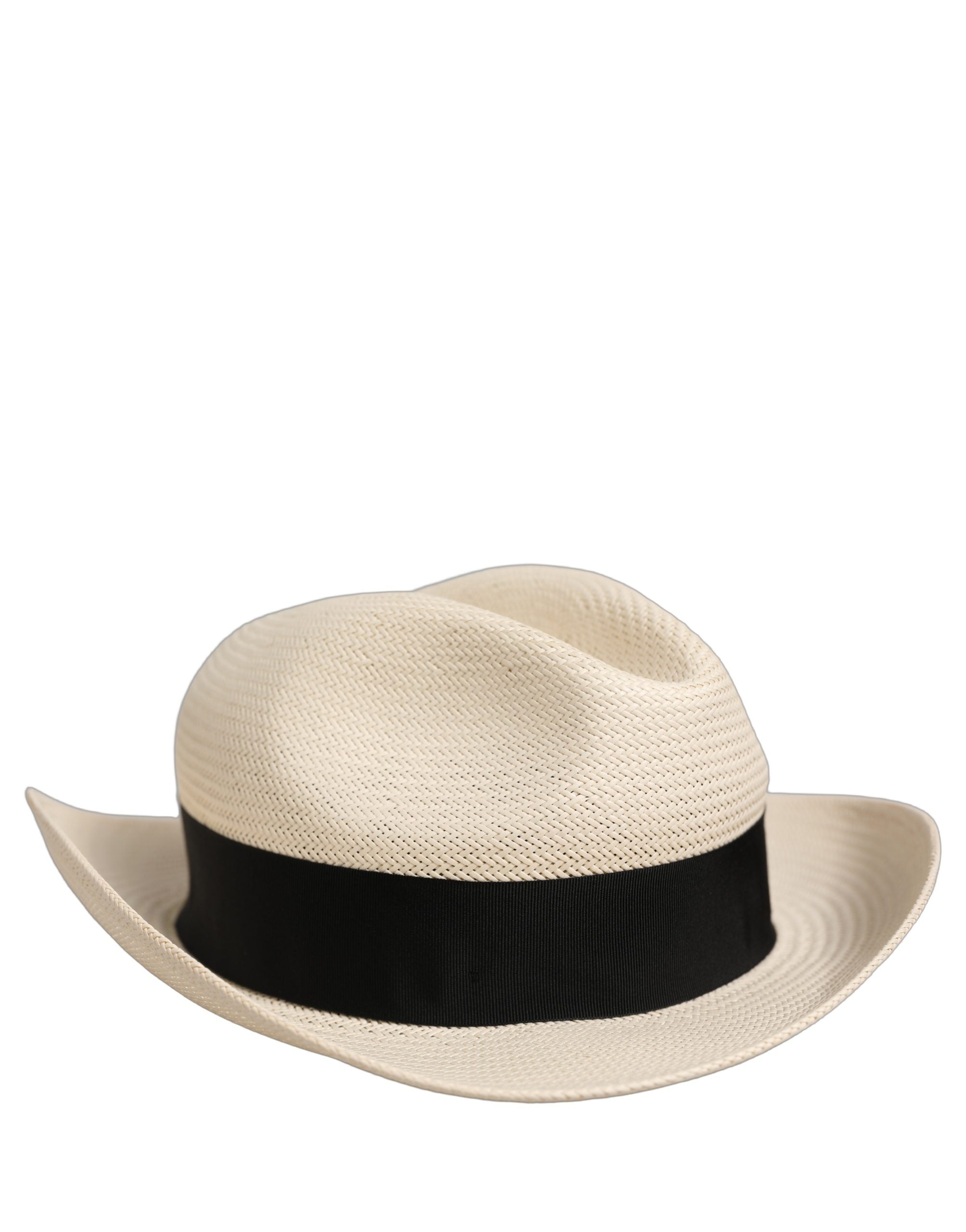 Dolce & Gabbana Herren Weißer Papierstroh Fedora Panama Hut