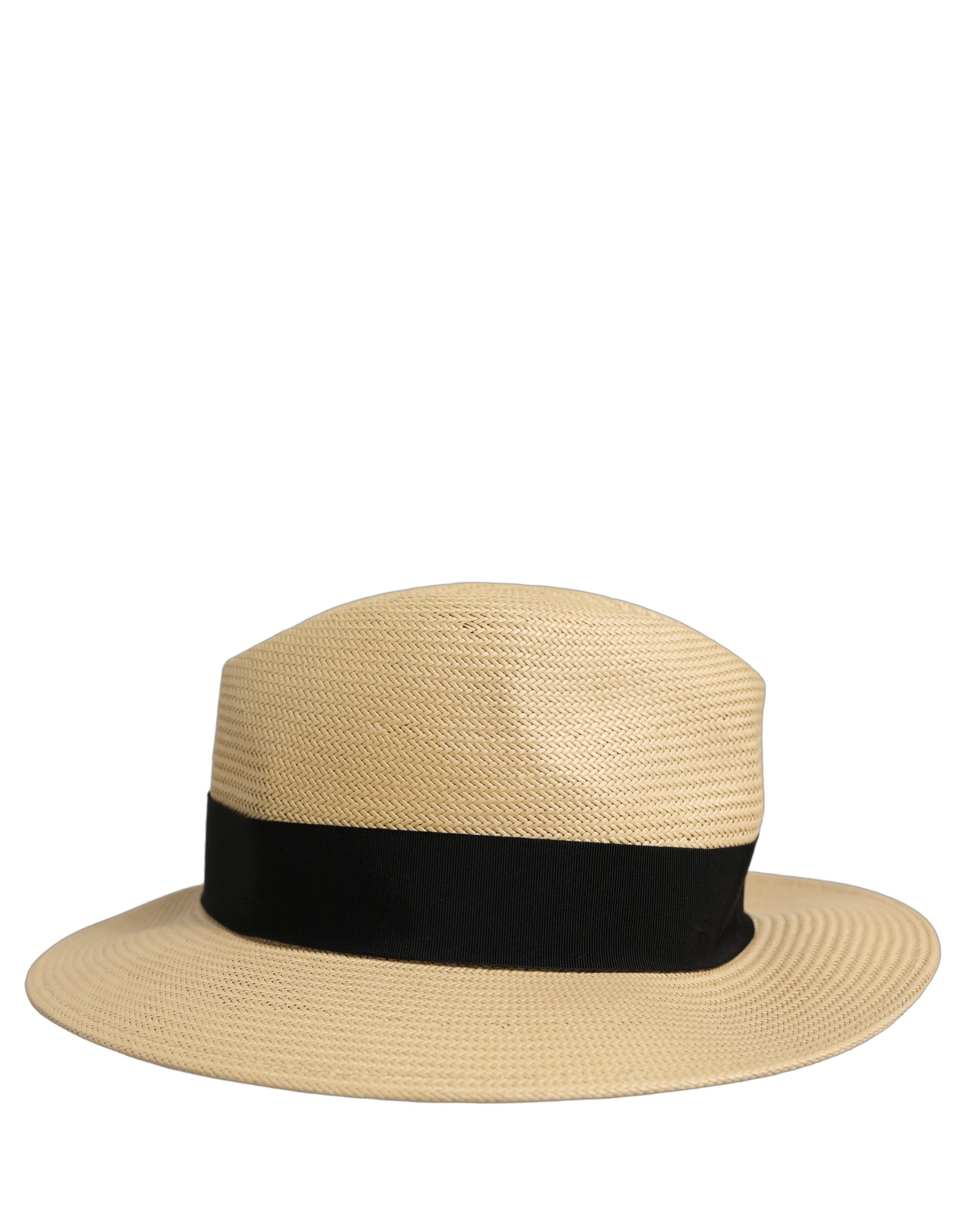 Dolce & Gabbana Herren Beige Paper Straw Fedora Panama Hut