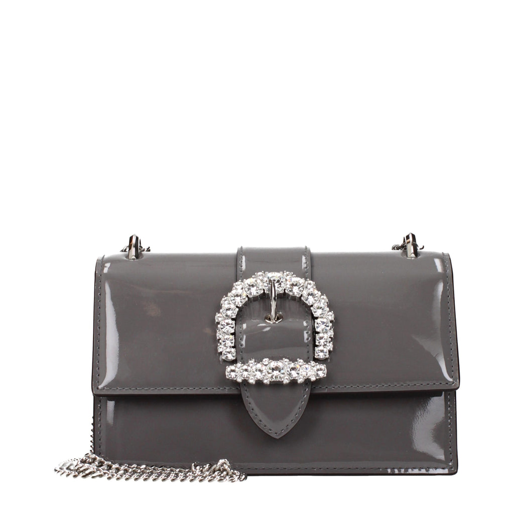 Jimmy Choo Graue Leder Schultertasche