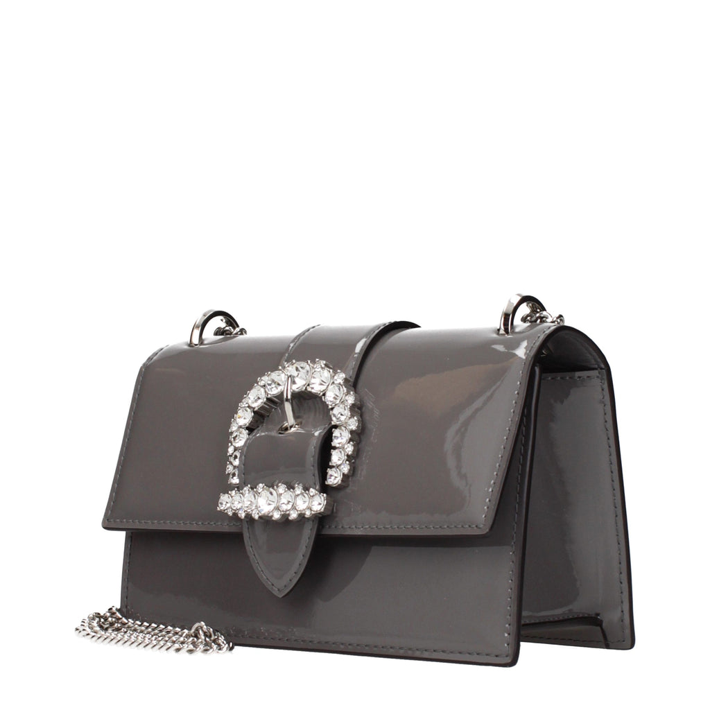 Jimmy Choo Graue Leder Schultertasche
