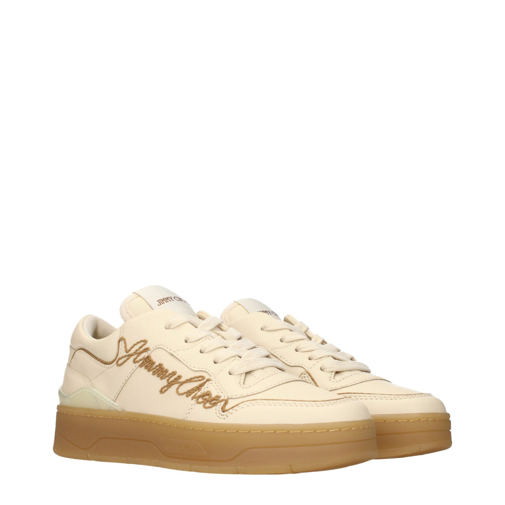 Jimmy Choo Beige Leather Low Top Sneakers