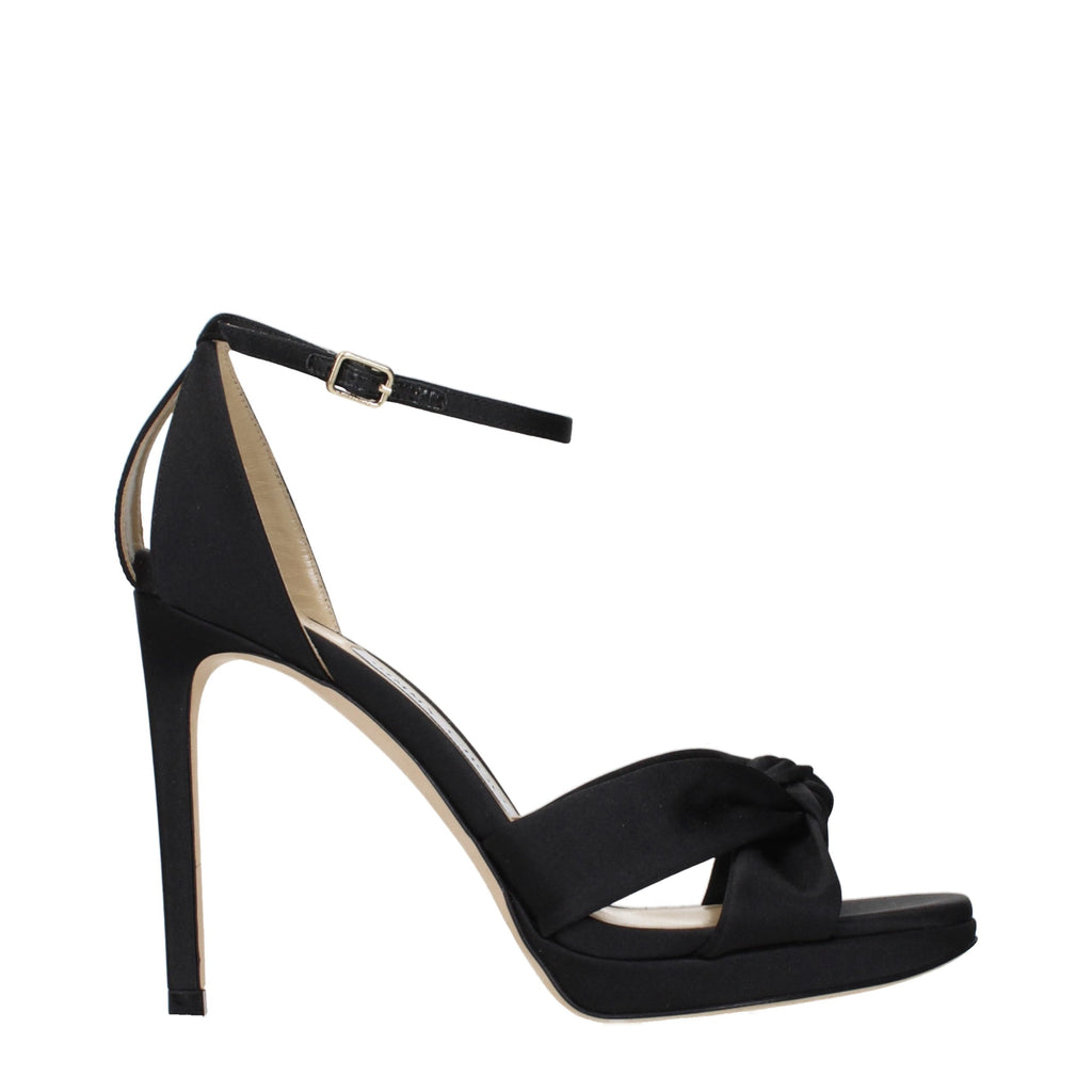 Jimmy Choo Schwarze Satin-Plateau-Sandalen