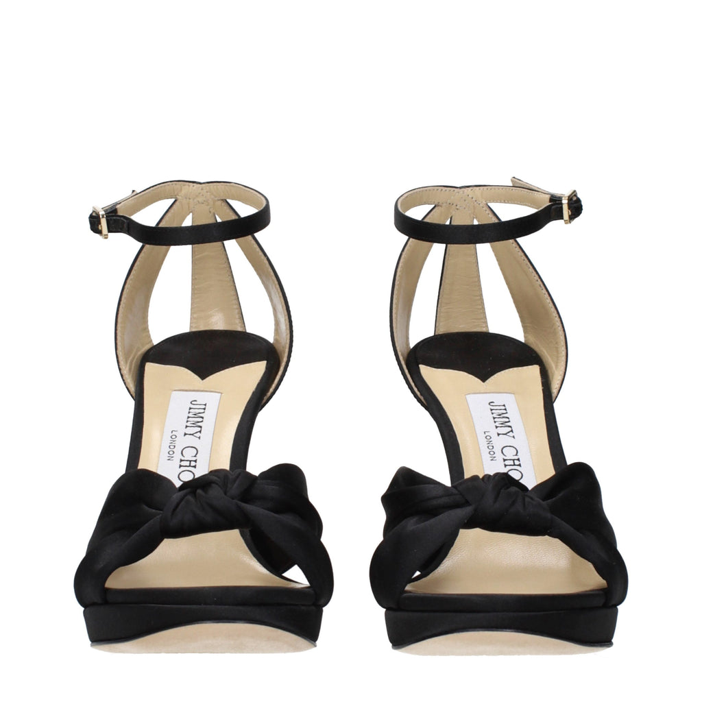 Jimmy Choo Schwarze Satin-Plateau-Sandalen