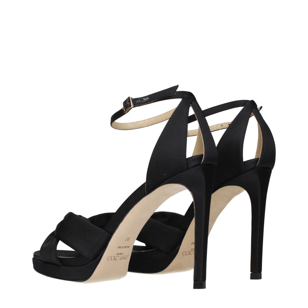 Jimmy Choo Schwarze Satin-Plateau-Sandalen