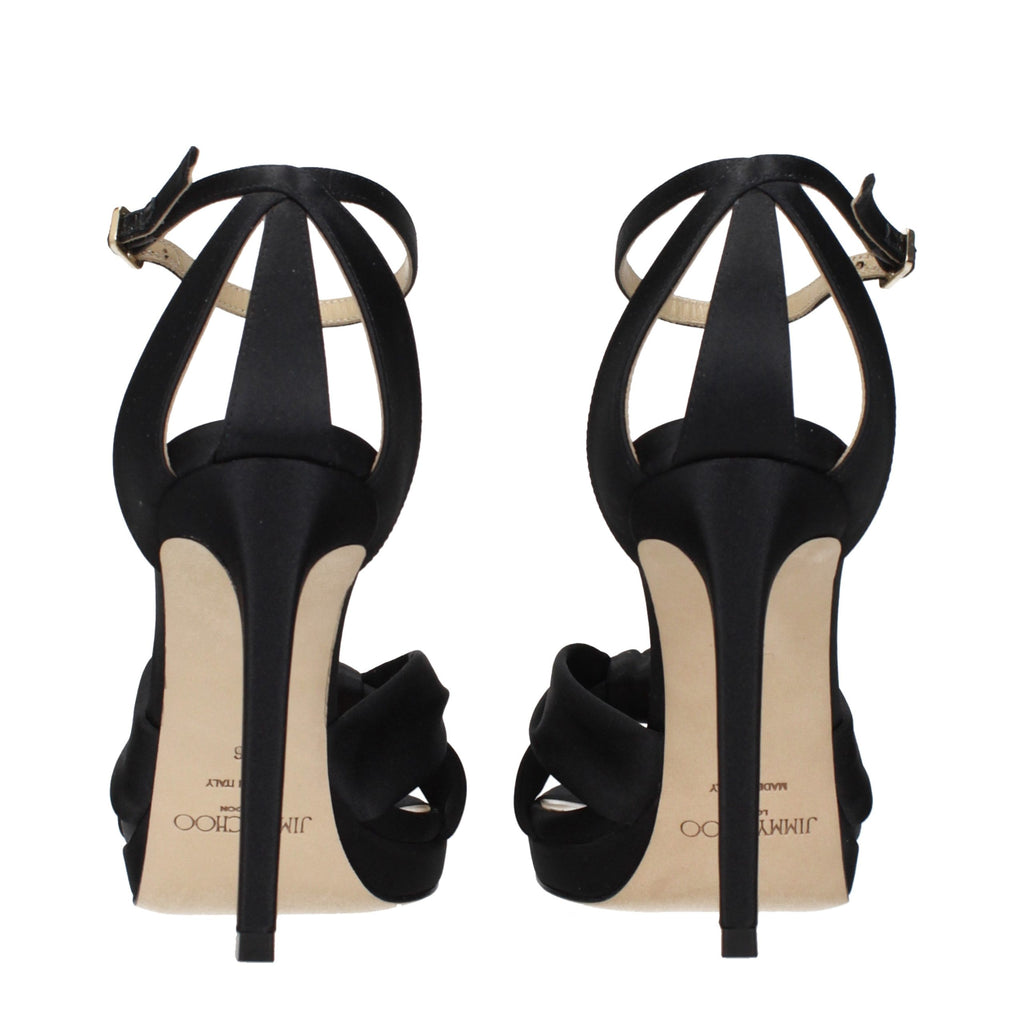 Jimmy Choo Schwarze Satin-Plateau-Sandalen