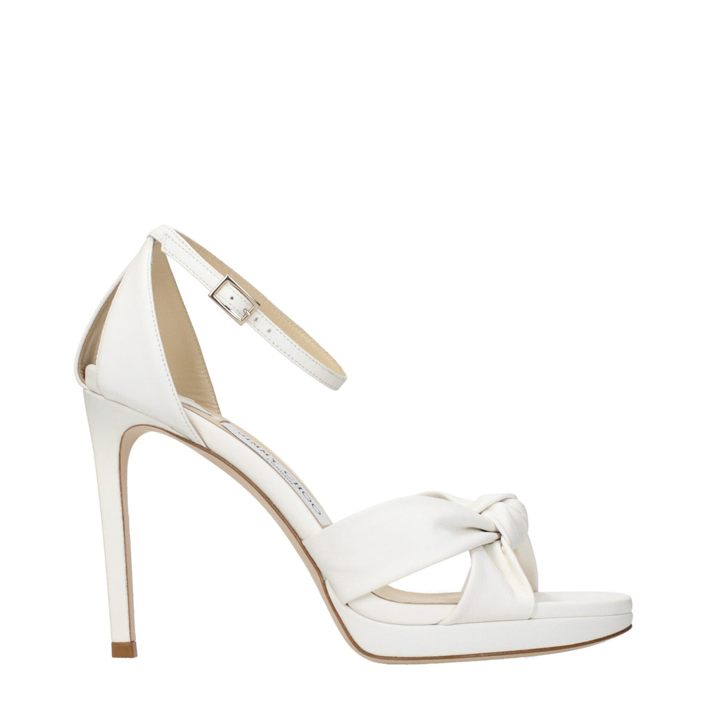 Jimmy Choo Weiße Leder-Plateau-Sandalen