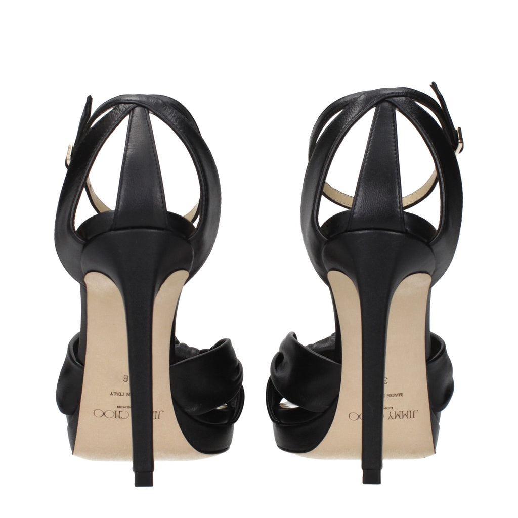 Jimmy Choo Schwarze Leder Plateau-Sandalen