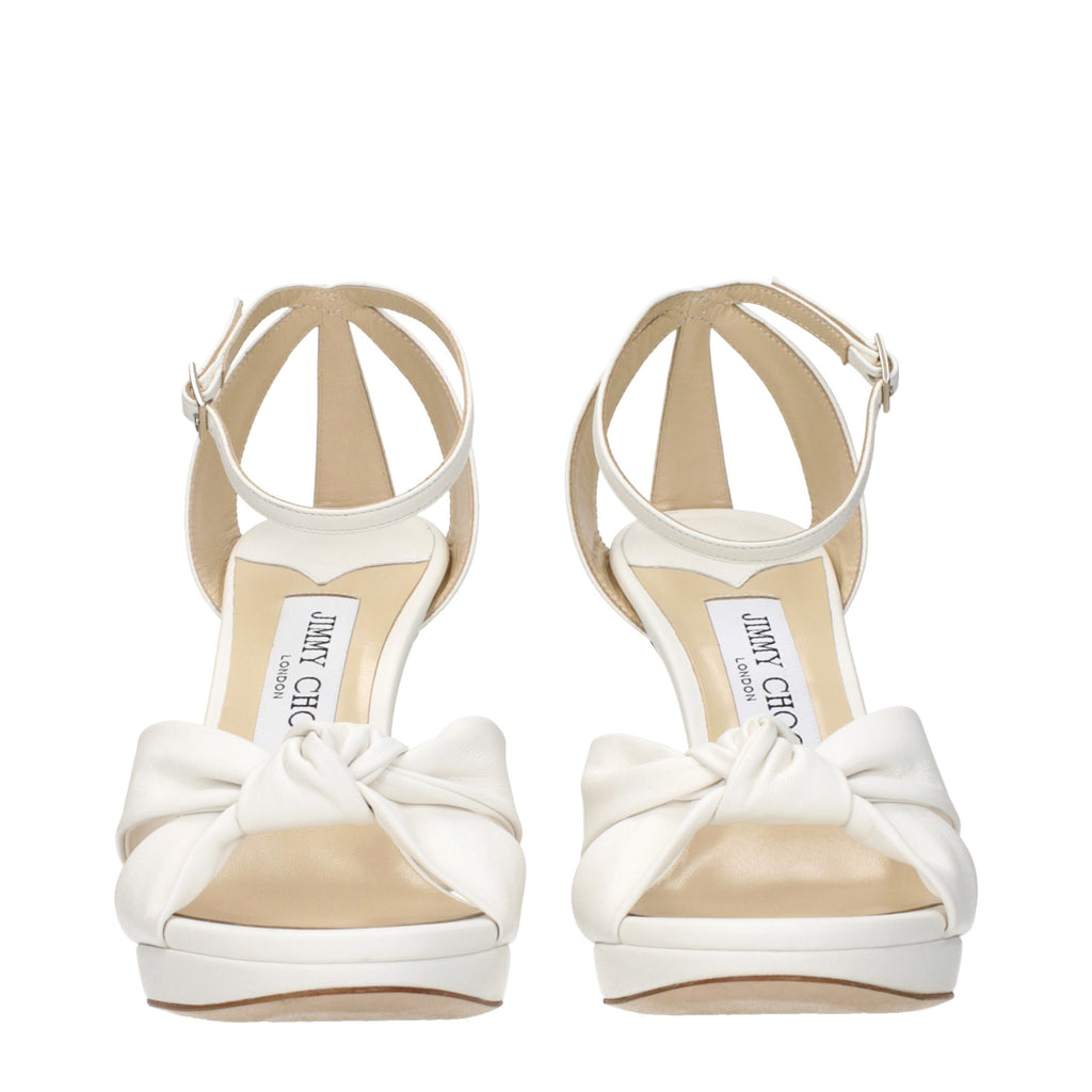 Jimmy Choo Weiße Leder-Plateau-Sandalen