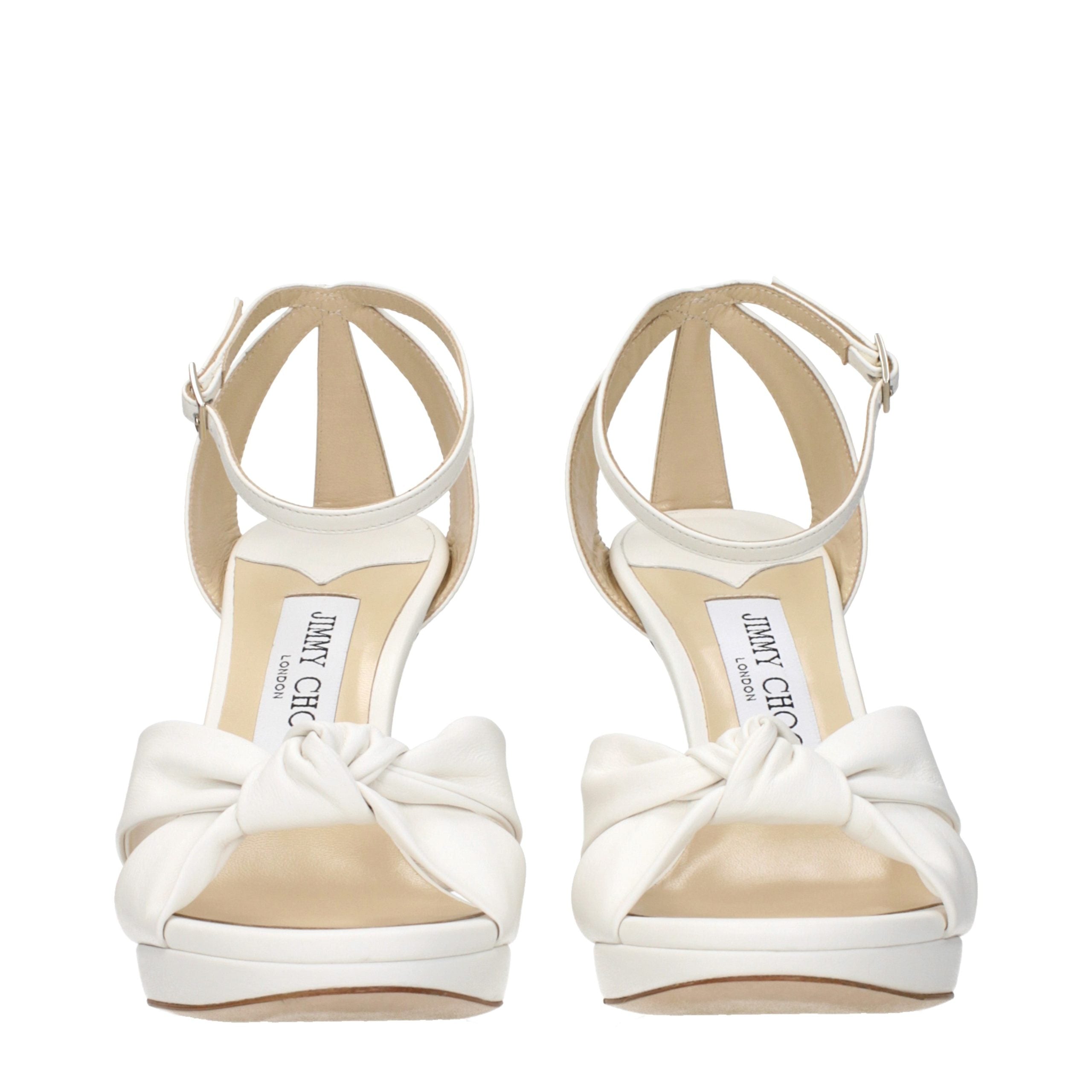 Jimmy Choo Weiße Leder-Plateau-Sandalen