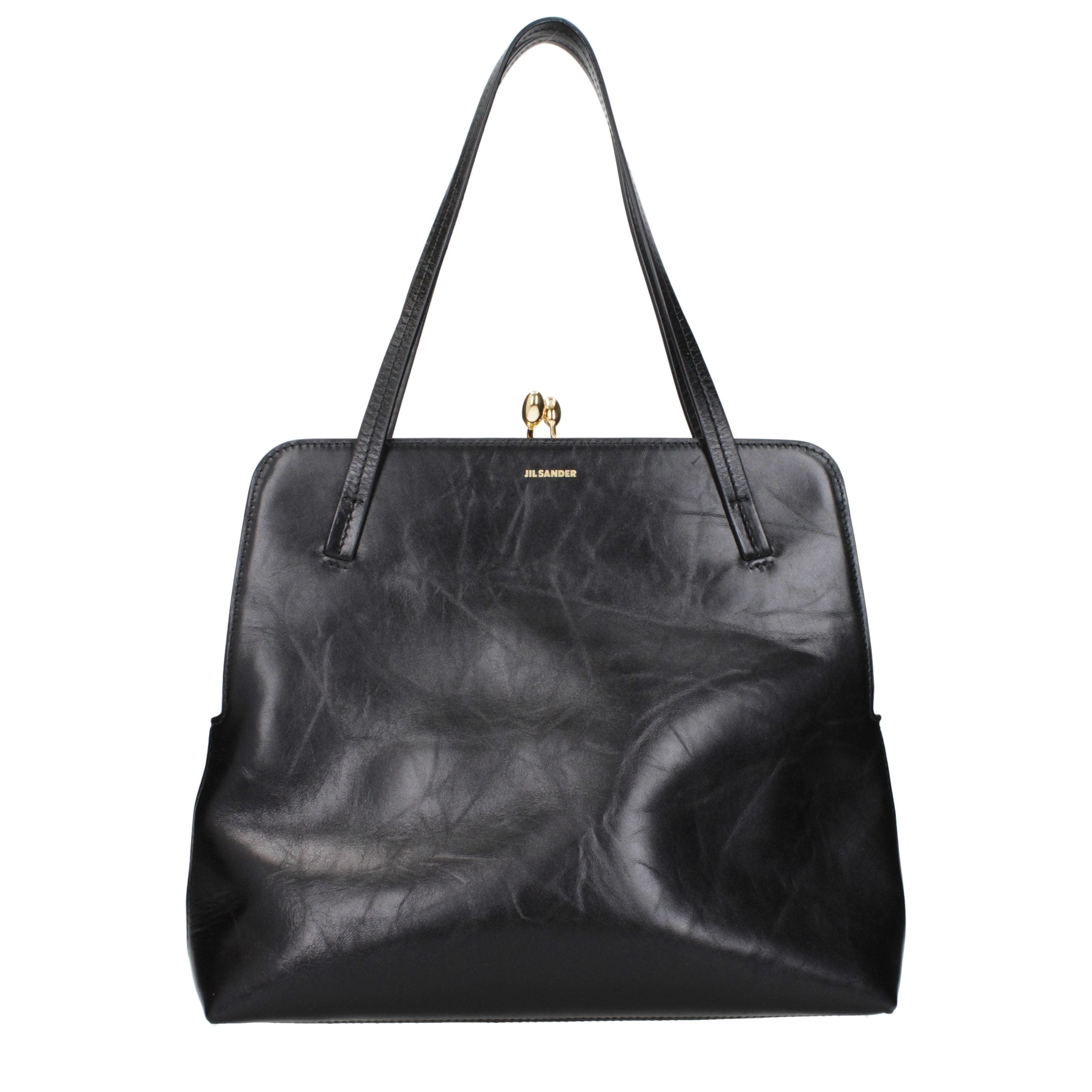 Jil Sander Schwarze Leder Umhängetasche