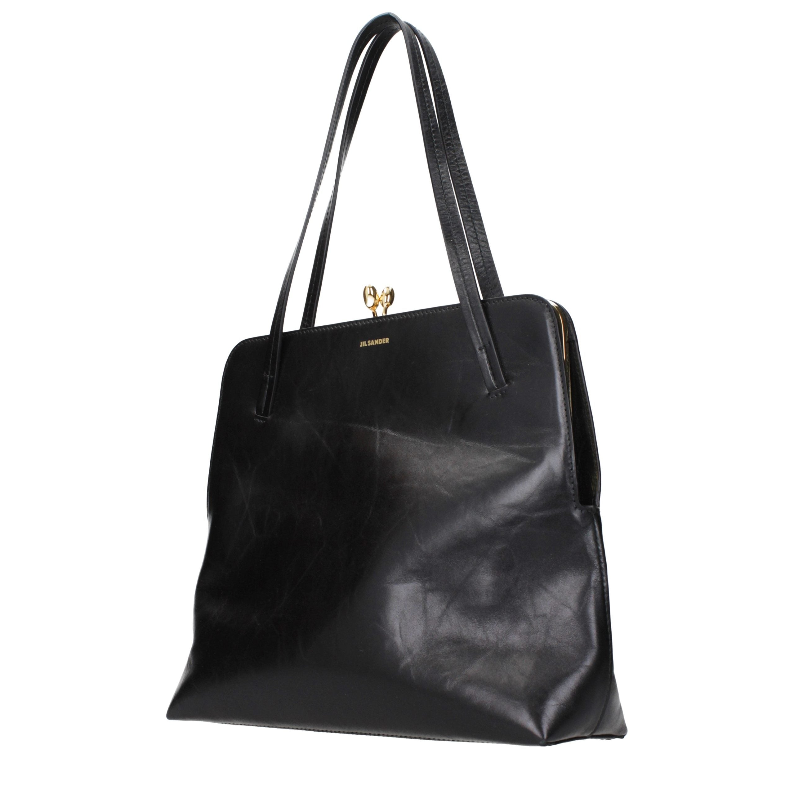 Jil Sander Schwarze Leder Umhängetasche