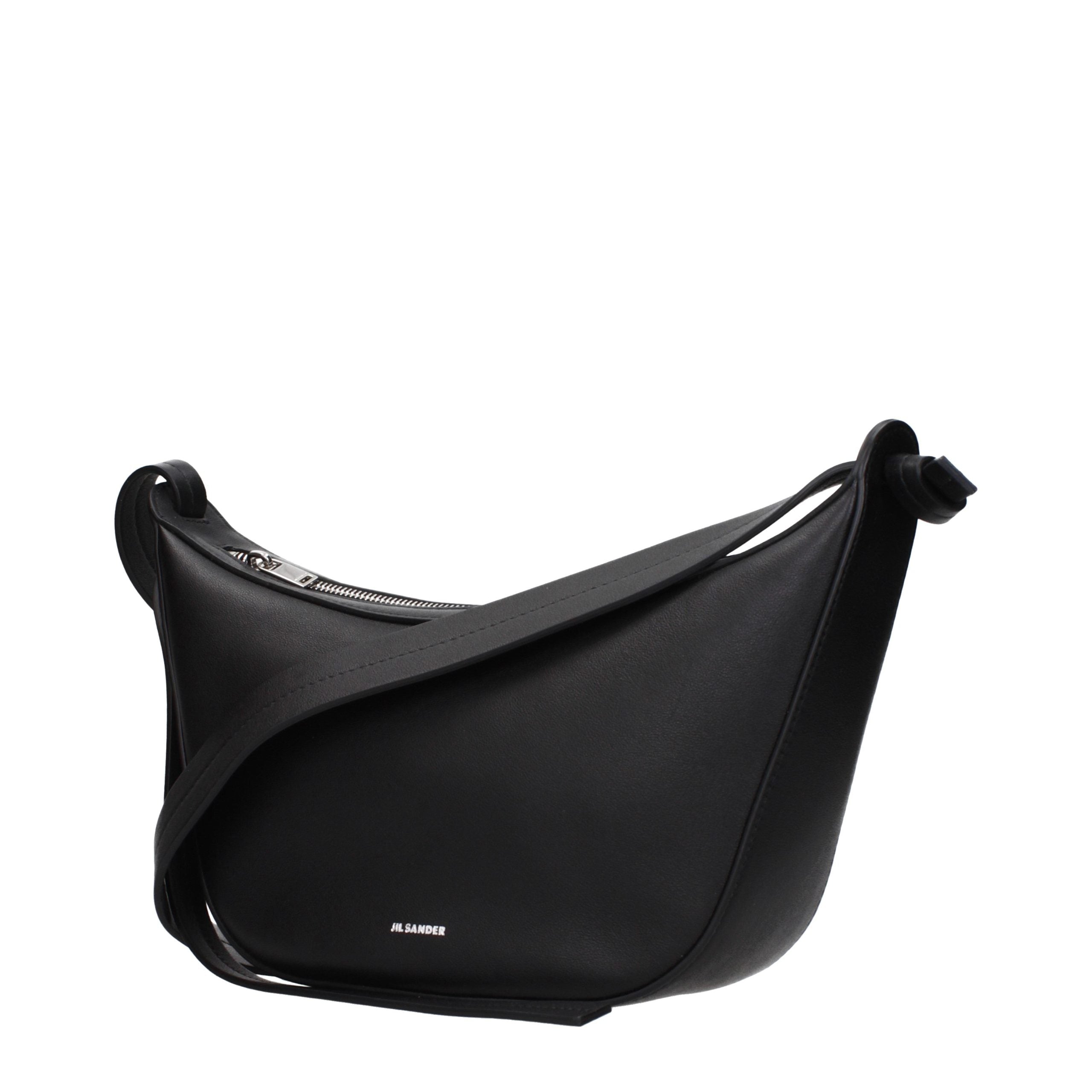 Jil Sander Schwarze Leder Umhängetasche