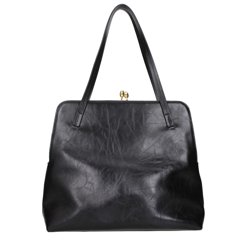 Jil Sander Schwarze Leder Umhängetasche