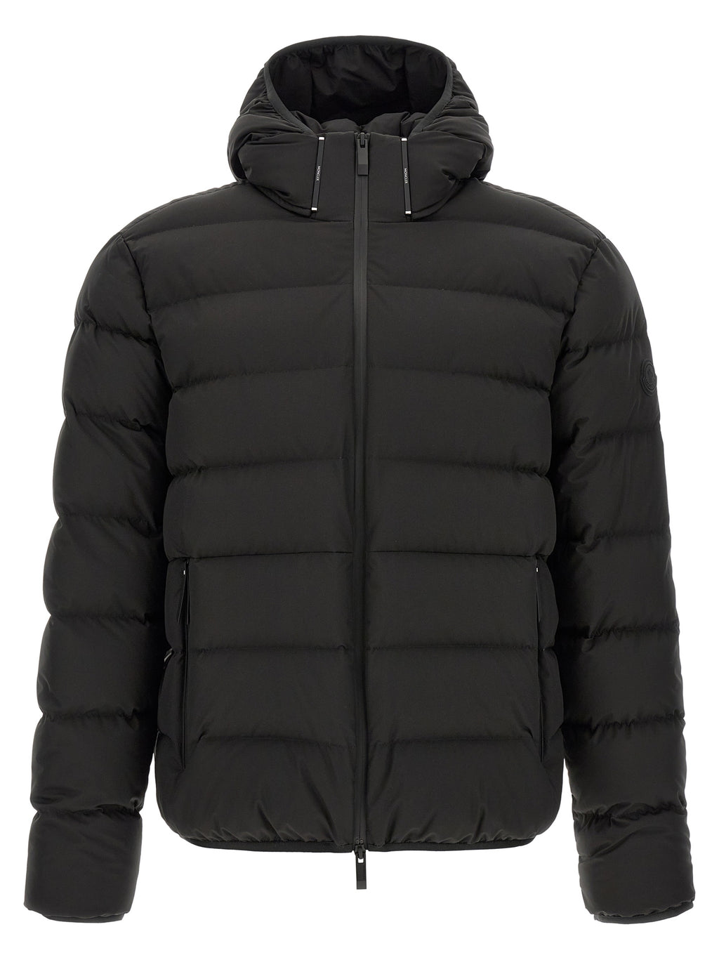 Moncler Schwarze Polyester-Jacke in voller Länge