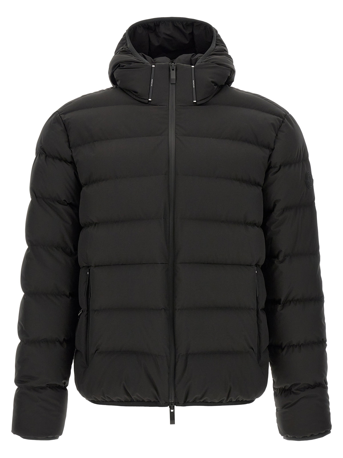 Moncler Schwarze Polyester-Jacke in voller Länge