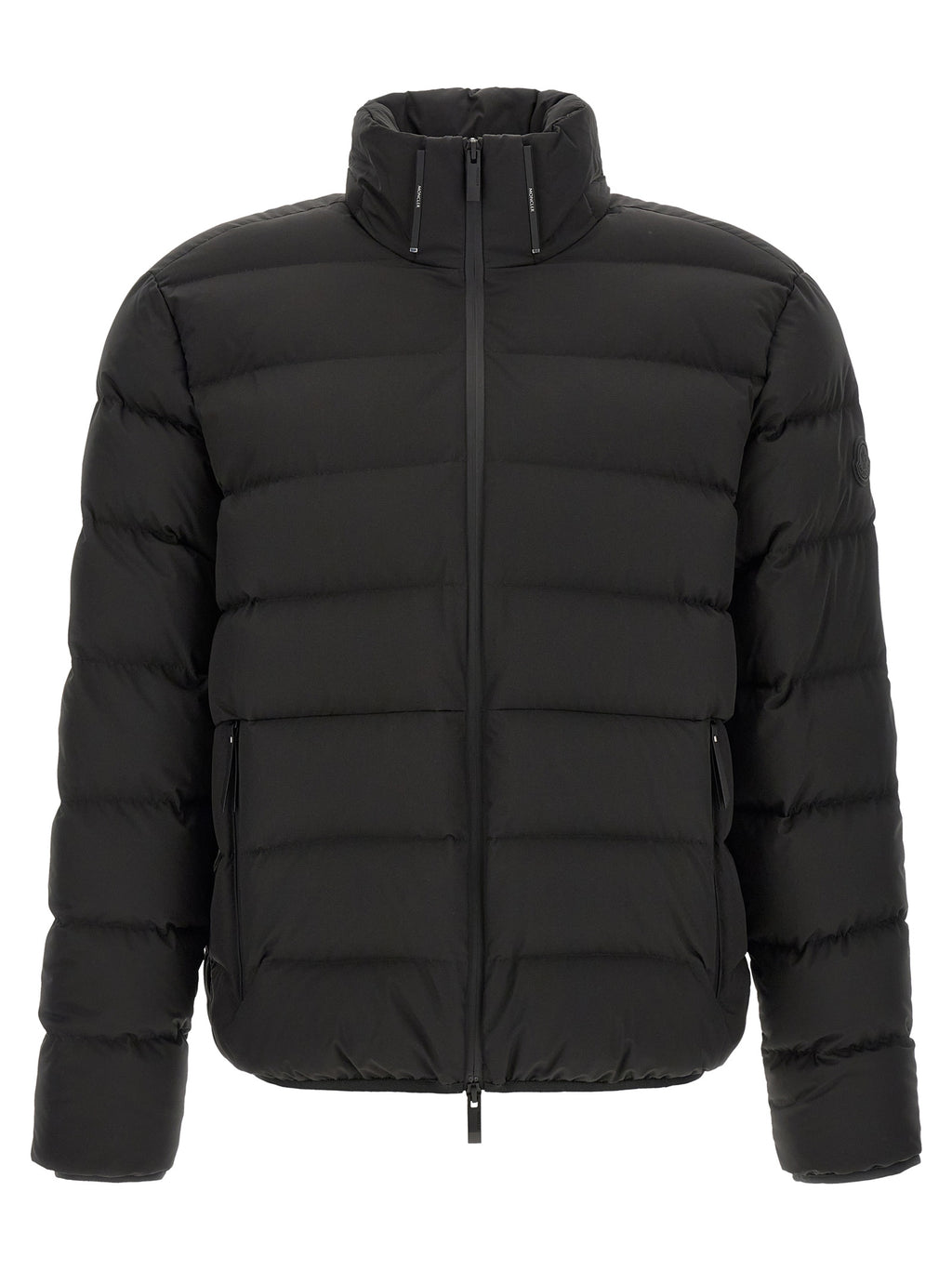Moncler Schwarze Polyester-Jacke in voller Länge