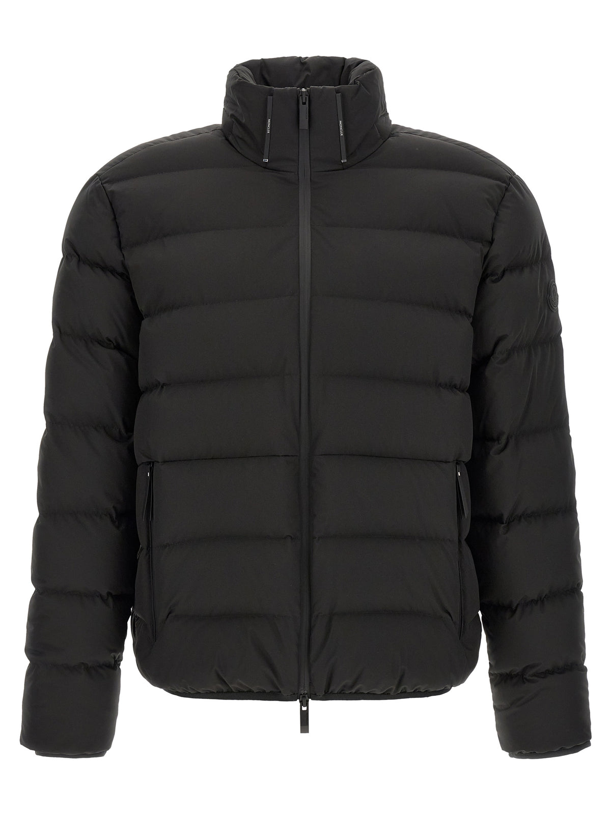 Moncler Schwarze Polyester-Jacke in voller Länge