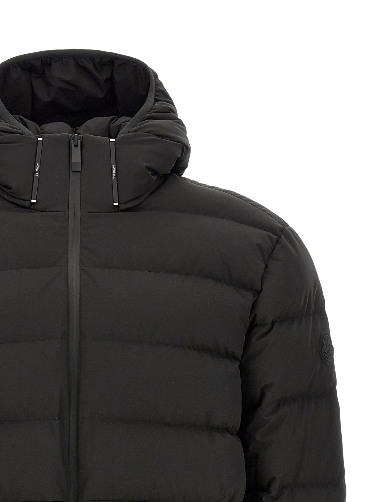 Moncler Schwarze Polyester-Jacke in voller Länge