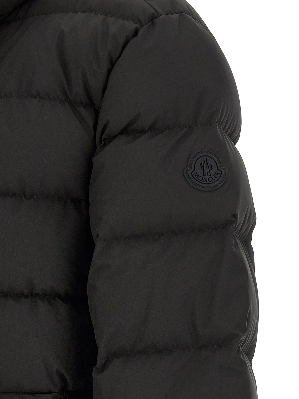 Moncler Schwarze Polyester-Jacke in voller Länge