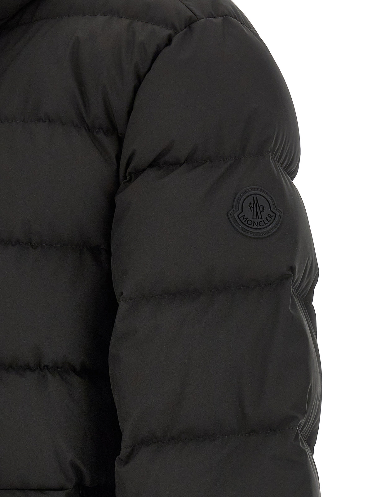 Moncler Schwarze Polyester-Jacke in voller Länge
