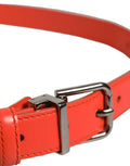 Dolce & Gabbana Roter Ledergürtel mit silberner Metallschnalle Cintura