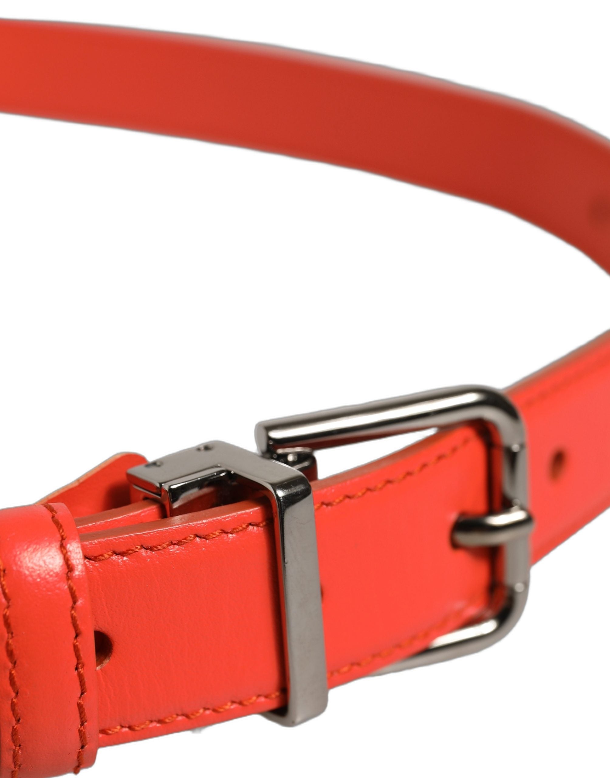 Dolce & Gabbana Roter Ledergürtel mit silberner Metallschnalle Cintura