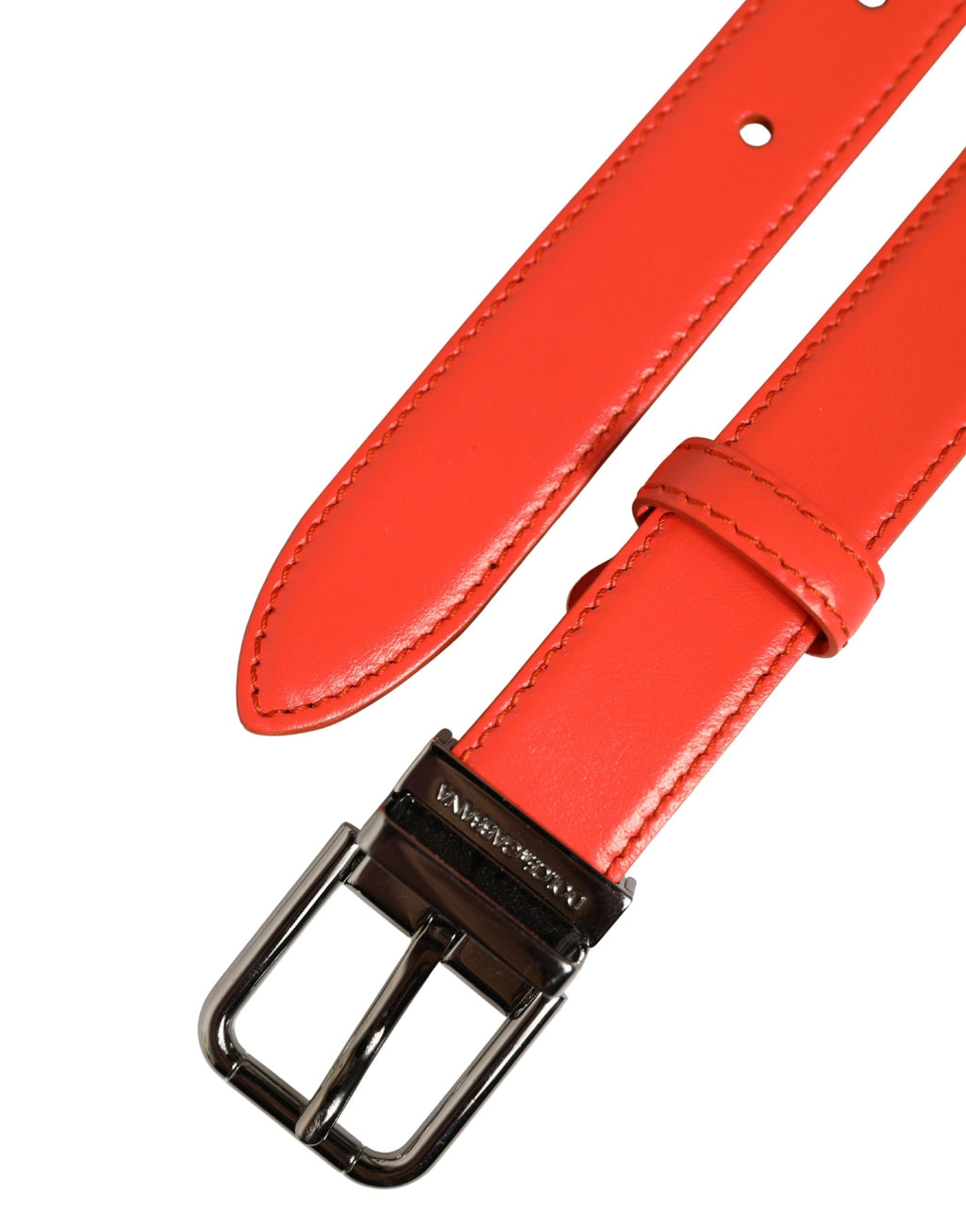 Dolce & Gabbana Roter Ledergürtel mit silberner Metallschnalle Cintura