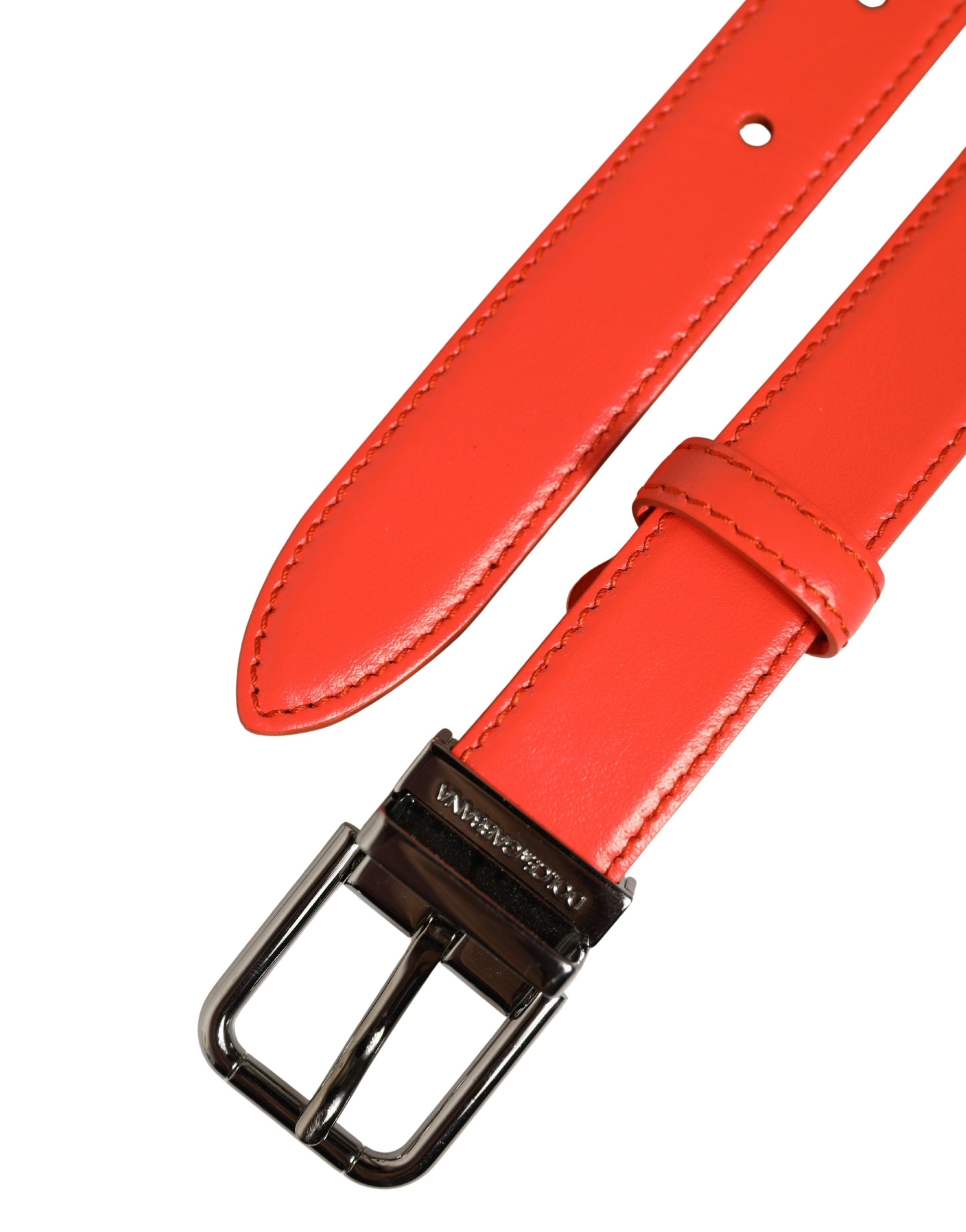 Dolce & Gabbana Roter Ledergürtel mit silberner Metallschnalle Cintura