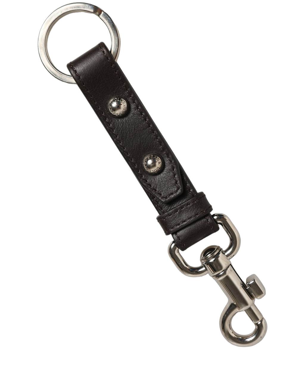 Dolce & Gabbana Schwarzer Schlüsselanhänger aus Leder mit silberner Messing-Hardware