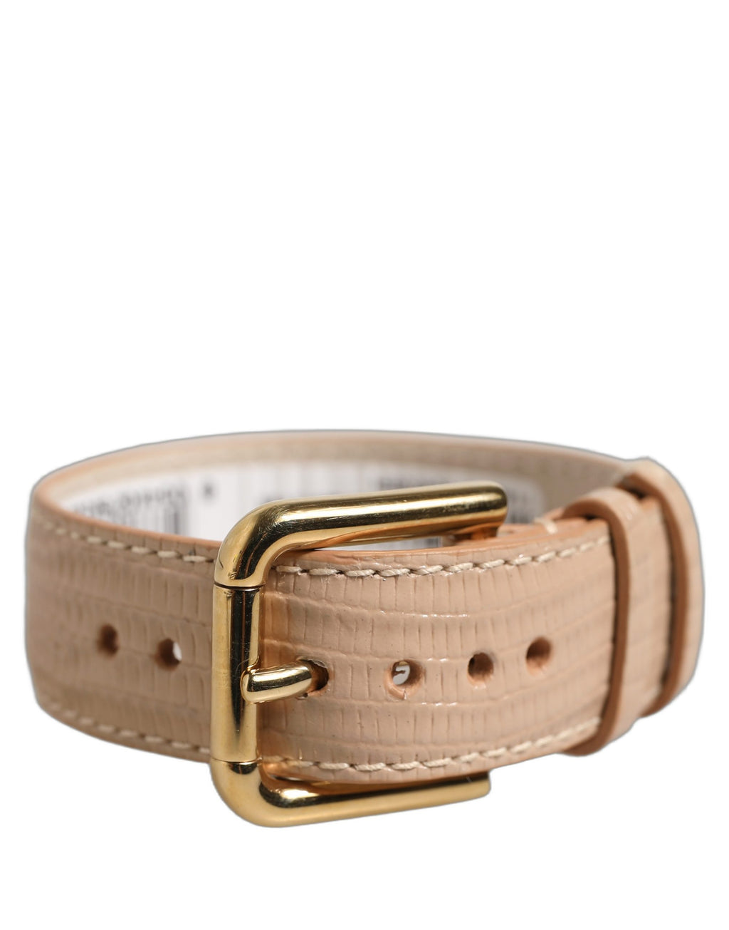 Dolce & Gabbana Beige Armband aus strukturiertem Leder mit goldener Schnalle