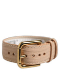 Dolce & Gabbana Beige Armband aus strukturiertem Leder mit goldener Schnalle