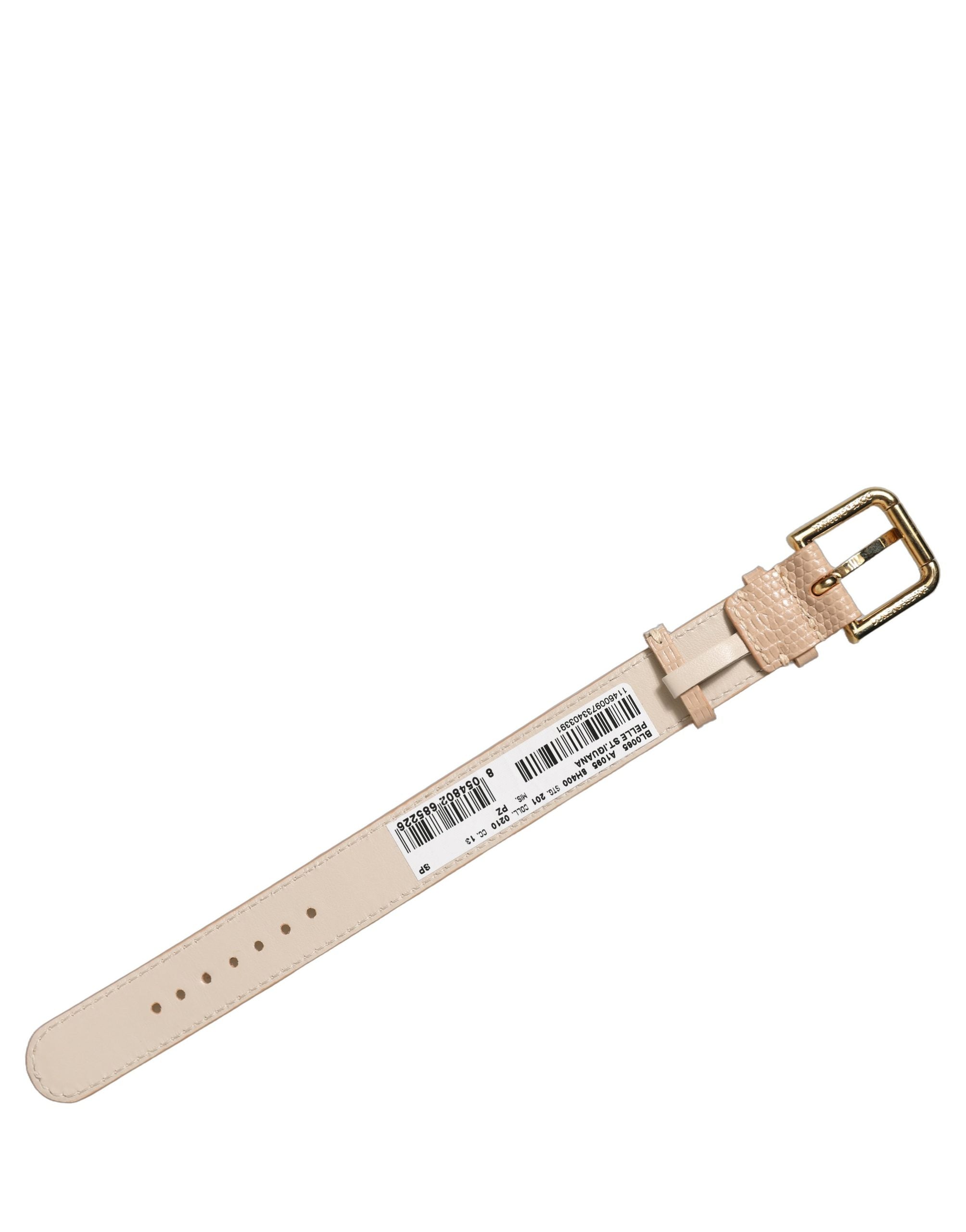 Dolce & Gabbana Beige Armband aus strukturiertem Leder mit goldener Schnalle
