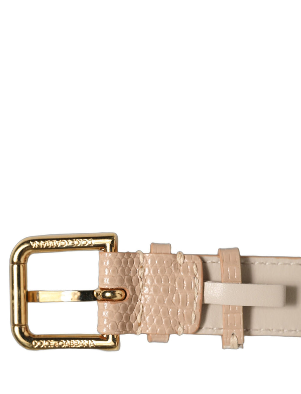 Dolce & Gabbana Beige Armband aus strukturiertem Leder mit goldener Schnalle