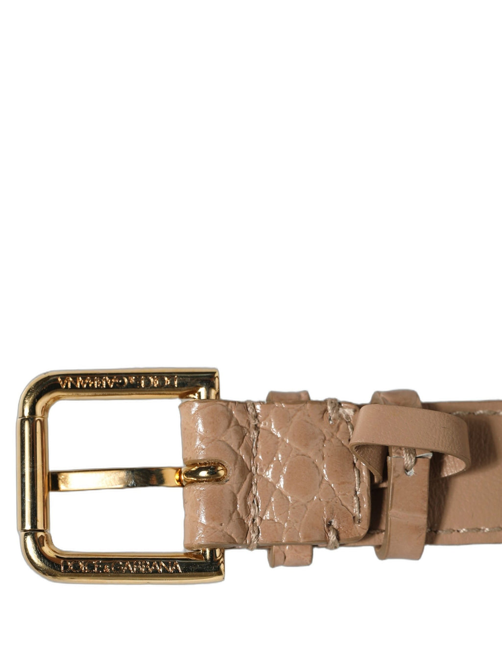 Dolce & Gabbana Braunes Lederarmband mit Kroko-Prägung und goldener Schnalle