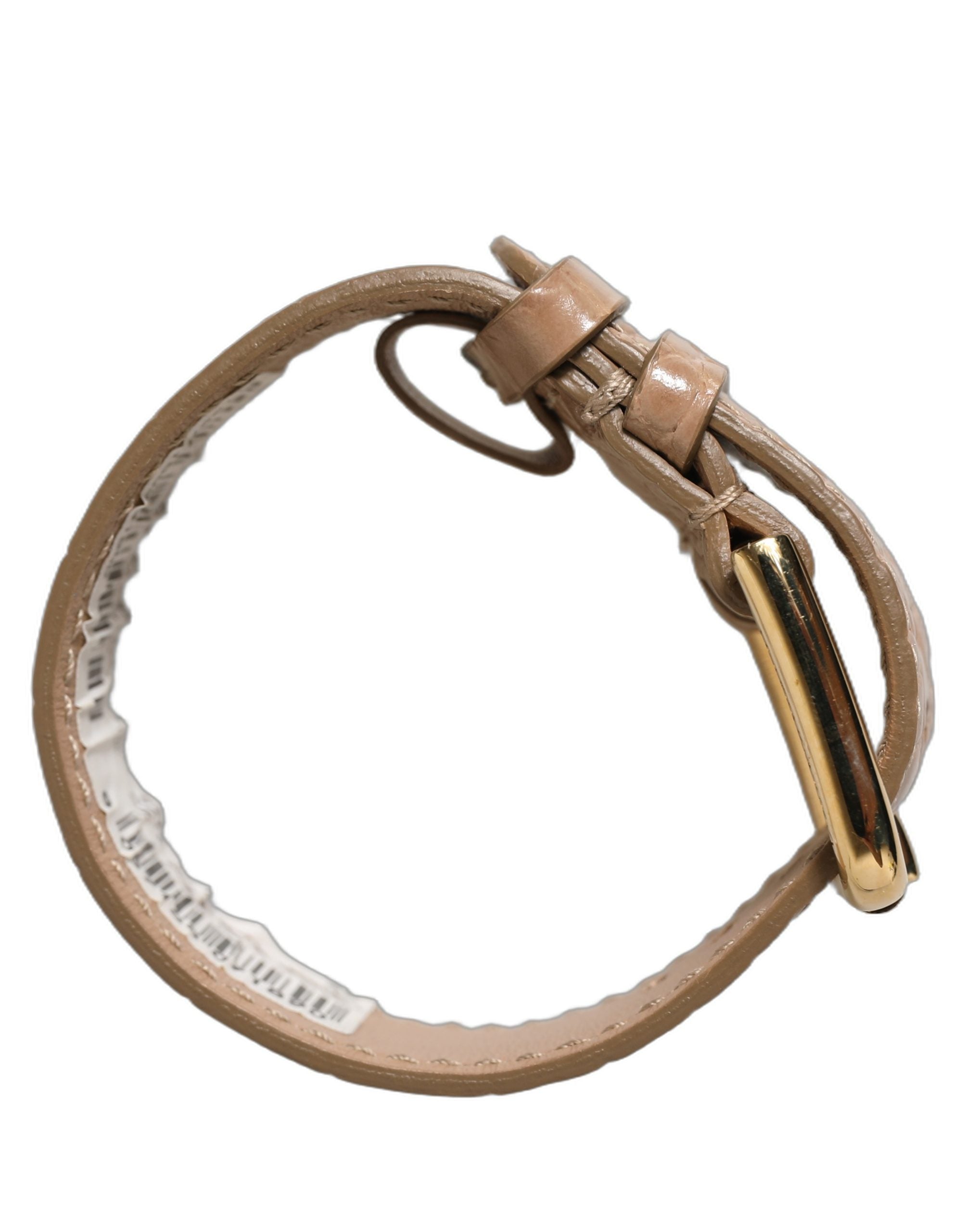 Dolce & Gabbana Braunes Lederarmband mit Kroko-Prägung und goldener Schnalle