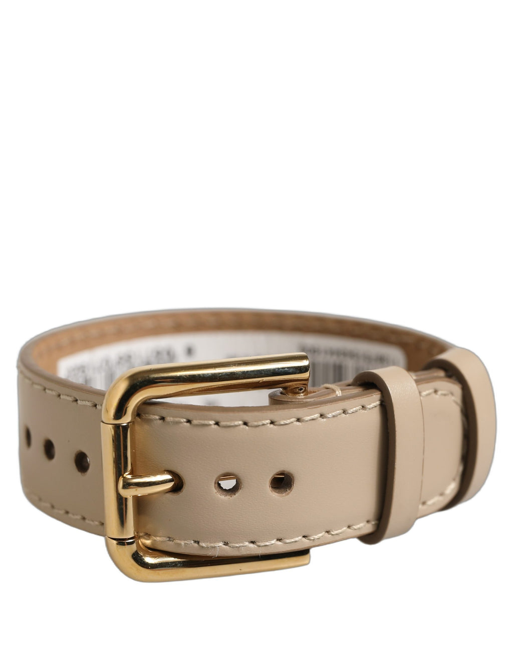 Dolce & Gabbana Armband aus beigem Kalbsleder mit goldener Schnalle