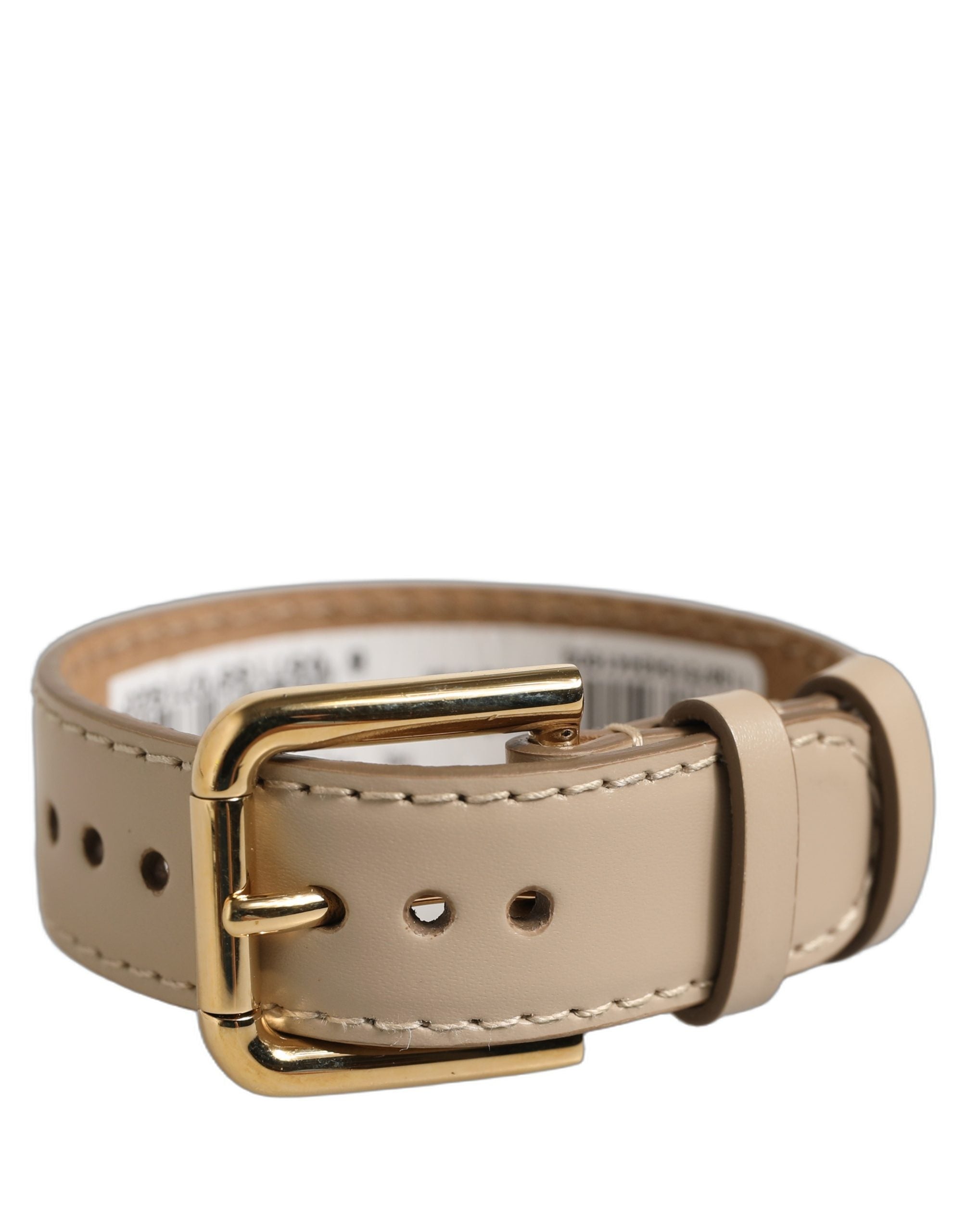 Dolce & Gabbana Armband aus beigem Kalbsleder mit goldener Schnalle