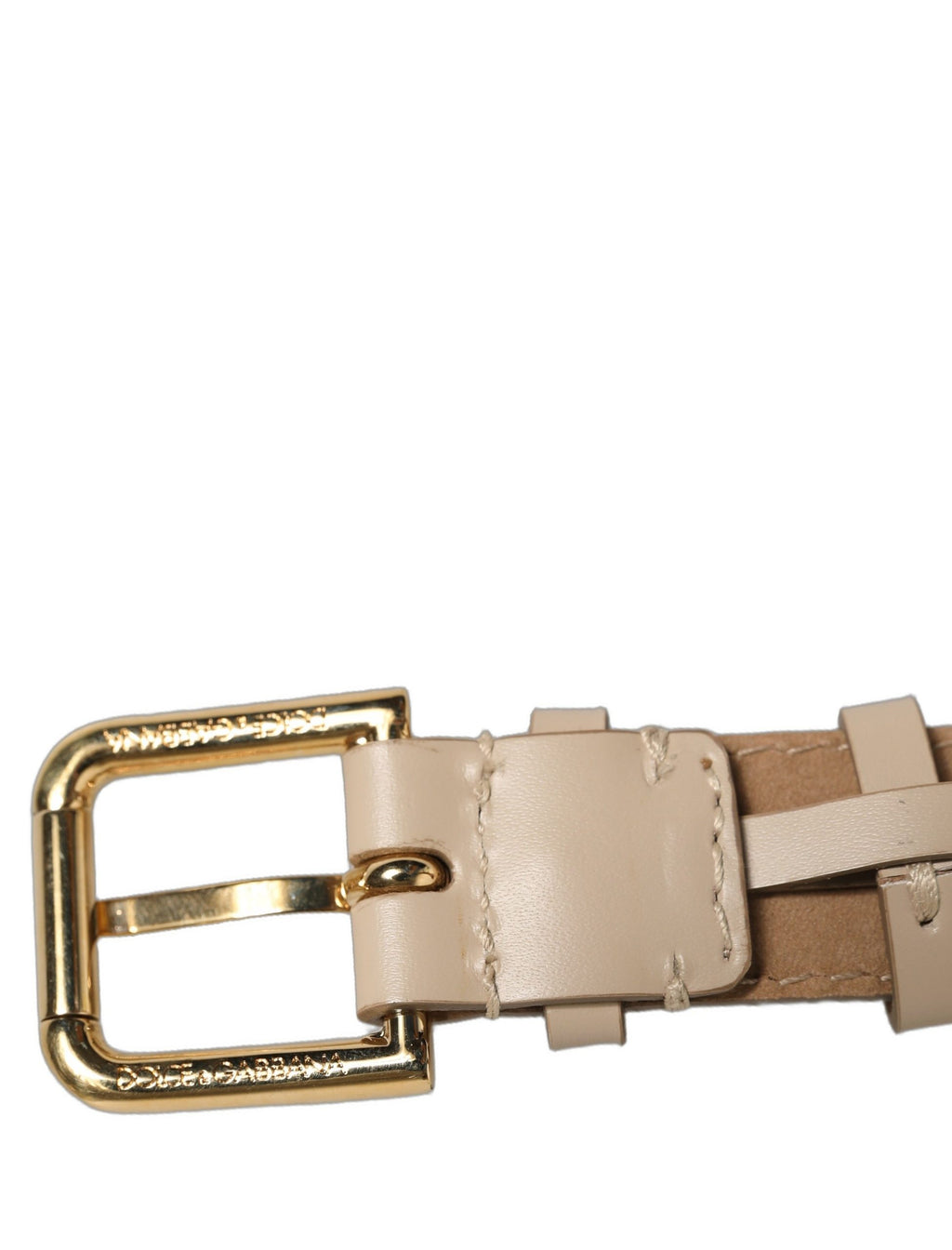 Dolce & Gabbana Armband aus beigem Kalbsleder mit goldener Schnalle