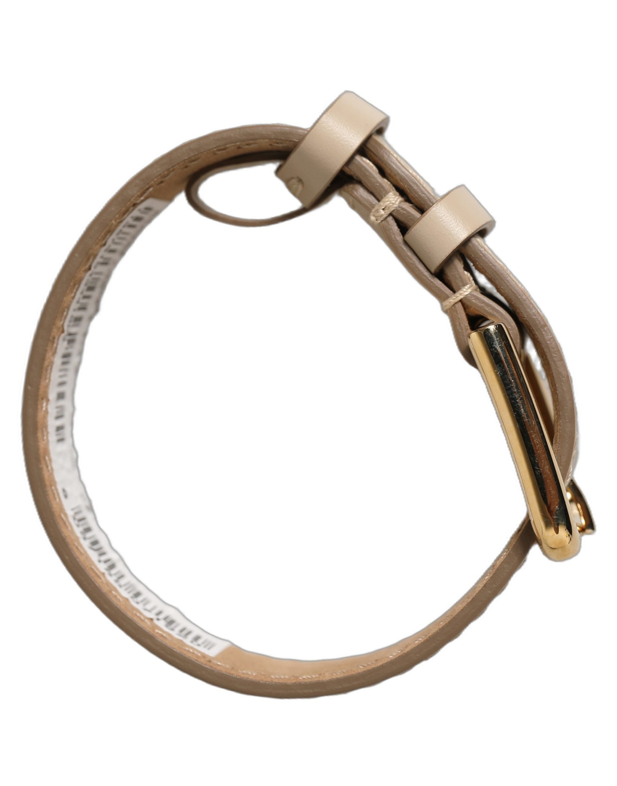Dolce & Gabbana Armband aus beigem Kalbsleder mit goldener Schnalle