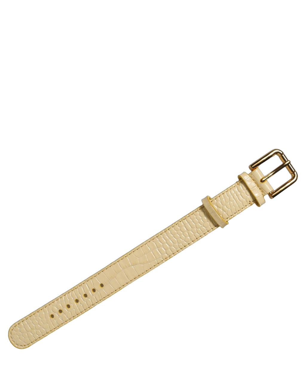 Dolce & Gabbana Beige Leder-Armband mit Goldschließe und Prägung