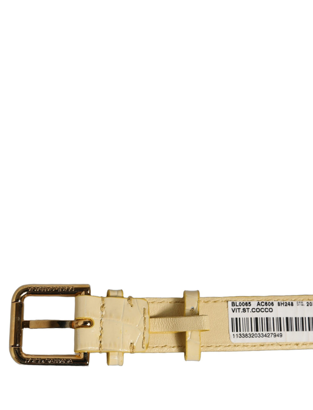Dolce & Gabbana Beige Leder-Armband mit Goldschließe und Prägung