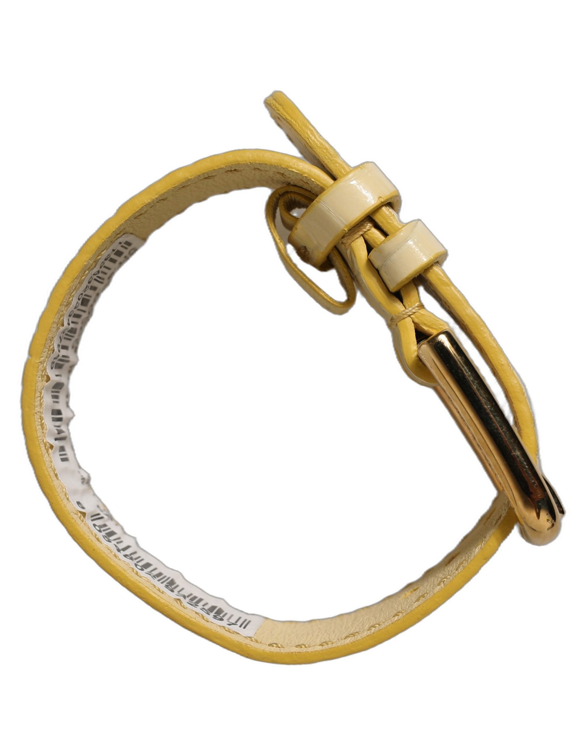 Dolce & Gabbana Beige Leder-Armband mit Goldschließe und Prägung